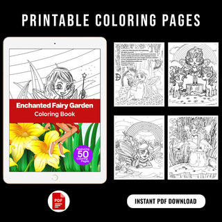 50 Enchanted Fairy Garden Printable Coloring Pages For Kids & Adults (INSTANT DOWNLOAD)