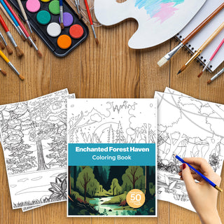 Enchanted Forest Haven Printable Coloring Pages For Kids & Adults (INSTANT DOWNLOAD)