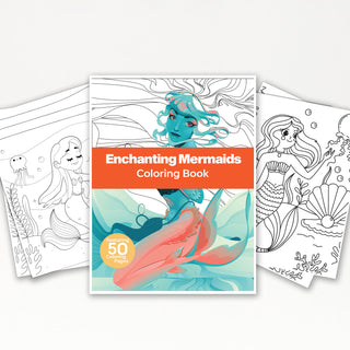 50 Enchanting Mermaid Printable Coloring Pages For Kids & Adults (INSTANT DOWNLOAD)