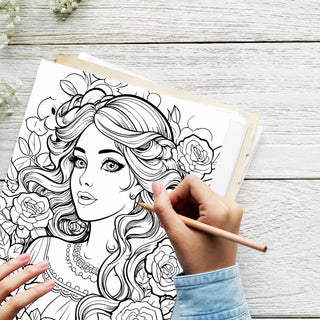 50 Enchanting Princess Printable Coloring Pages For Kids & Adults (INSTANT DOWNLOAD)