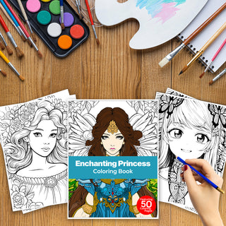 50 Enchanting Princess Printable Coloring Pages For Kids & Adults (INSTANT DOWNLOAD)