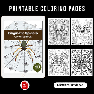 50 Intricate Spider Printable Coloring Pages For Kids & Adults (INSTANT DOWNLOAD)