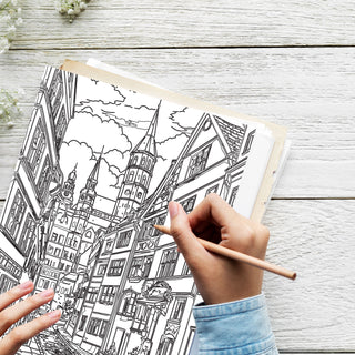 50 Stunning European City Printable Coloring Pages For Kids & Adults (INSTANT DOWNLOAD)
