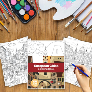 50 Stunning European City Printable Coloring Pages For Kids & Adults (INSTANT DOWNLOAD)