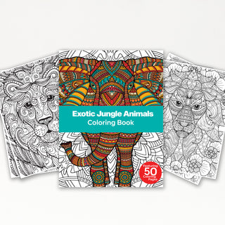 50 Exotic Jungle Animal Printable Coloring Pages For Kids & Adults (INSTANT DOWNLOAD)