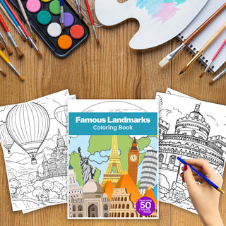 50 Famous Landmark Printable Coloring Pages For Kids & Adults (INSTANT DOWNLOAD)