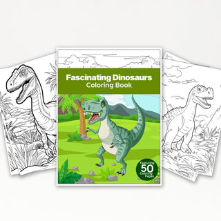 50 Fascinating Dinosaur Printable Coloring Pages For Kids & Adults (INSTANT DOWNLOAD)