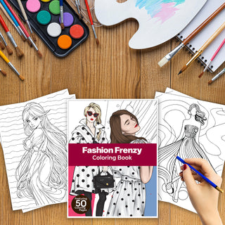 50 Fashion Frenzy Printable Coloring Pages For Kids & Adults (INSTANT DOWNLOAD)