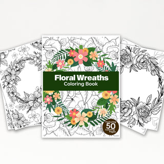50 Floral Wreath Printable Coloring Pages For Kids & Adults (INSTANT DOWNLOAD)