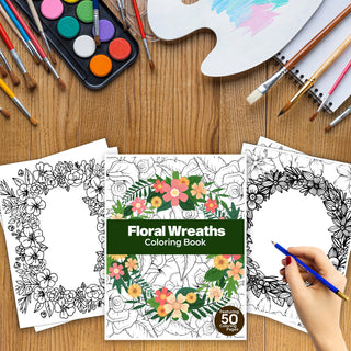 50 Floral Wreath Printable Coloring Pages For Kids & Adults (INSTANT DOWNLOAD)