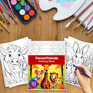 50 Forest Friend Printable Coloring Pages For Kids & Adults (INSTANT DOWNLOAD)