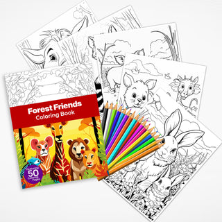 50 Forest Friend Printable Coloring Pages For Kids & Adults (INSTANT DOWNLOAD)