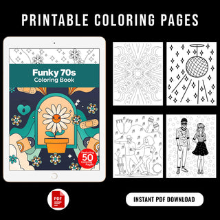 50 Funky 70s Printable Coloring Pages For Kids & Adults (INSTANT DOWNLOAD)