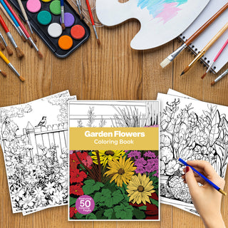 50 Garden Flower Printable Coloring Pages For Kids & Adults (INSTANT DOWNLOAD)