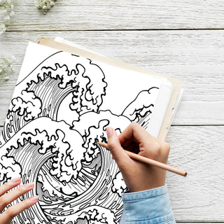 50 Gentle Ocean Wave Printable Coloring Pages For Kids & Adults (INSTANT DOWNLOAD)