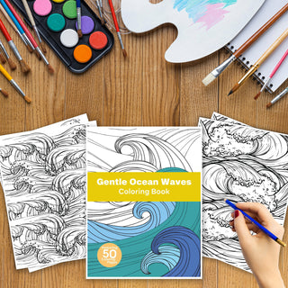 50 Gentle Ocean Wave Printable Coloring Pages For Kids & Adults (INSTANT DOWNLOAD)