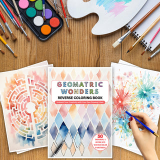 50 Geometric Wonders Printable Reverse Coloring Pages For Kids And Adults [INSTANT DOWNLOAD]