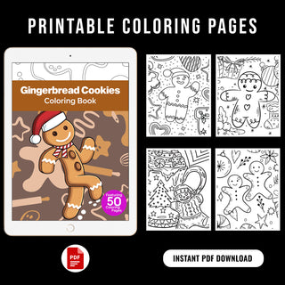 50 Gingerbread Cookie Printable Coloring Pages For Kids & Adults (INSTANT DOWNLOAD)