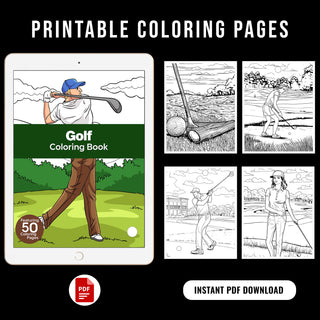 50 Amazing Golf Printable Coloring Pages For Kids & Adults (INSTANT DOWNLOAD)