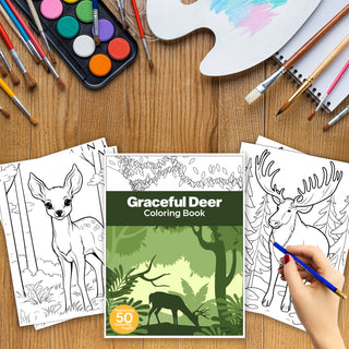 50 Graceful Deer Printable Coloring Pages For Kids & Adults (INSTANT DOWNLOAD)