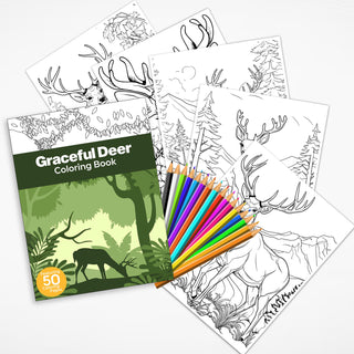 50 Graceful Deer Printable Coloring Pages For Kids & Adults (INSTANT DOWNLOAD)