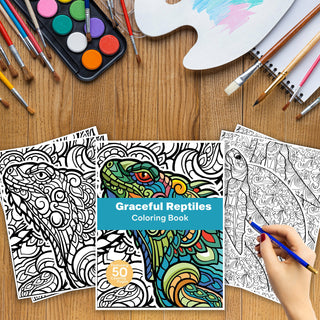 50 Graceful Reptile Printable Coloring Pages For Kids & Adults (INSTANT DOWNLOAD)