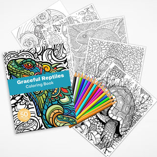 50 Graceful Reptile Printable Coloring Pages For Kids & Adults (INSTANT DOWNLOAD)