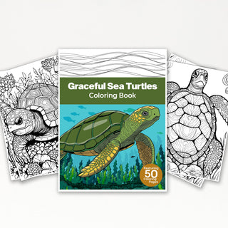 50 Graceful Sea Turtle Printable Coloring Pages For Kids & Adults (INSTANT DOWNLOAD)