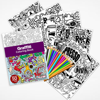 50 Vibrant Graffiti Printable Coloring Pages For Kids & Adults (INSTANT DOWNLOAD)