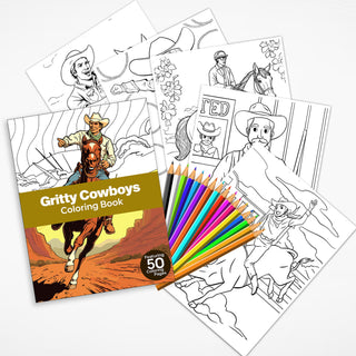 50 Cowboy Printable Coloring Pages For Kids & Adults (INSTANT DOWNLOAD)