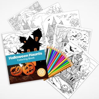 50 Halloween Haunt Printable Coloring Pages For Kids & Adults (INSTANT DOWNLOAD)