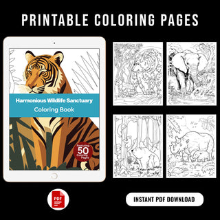 50 Harmonious Wildlife Sanctuary Printable Coloring Pages For Kids & Adults (INSTANT DOWNLOAD)