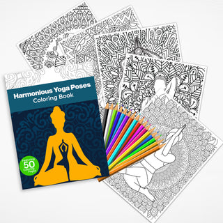 50 Harmonious Yoga Pose Printable Coloring Pages For Kids & Adults (INSTANT DOWNLOAD)