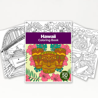 50 Vibrant Hawaii Printable Coloring Pages For Kids & Adults (INSTANT DOWNLOAD)