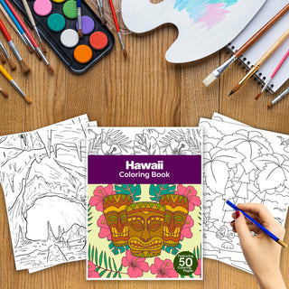 50 Vibrant Hawaii Printable Coloring Pages For Kids & Adults (INSTANT DOWNLOAD)