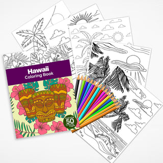 50 Vibrant Hawaii Printable Coloring Pages For Kids & Adults (INSTANT DOWNLOAD)