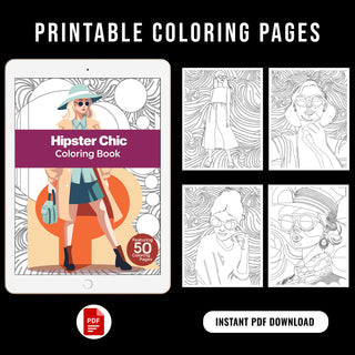 50 Hipster Chic Printable Coloring Pages For Kids & Adults (INSTANT DOWNLOAD)