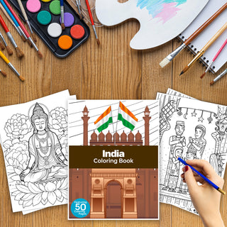 50 Classical Indian Printable Coloring Pages For Kids & Adults (INSTANT DOWNLOAD)