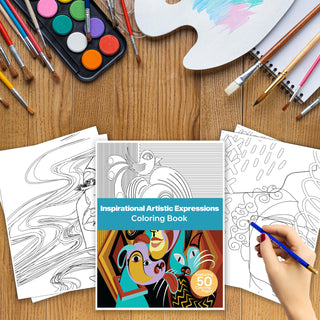 50 Inspirational Artistic Expression Printable Coloring Pages For Kids & Adults (INSTANT DOWNLOAD))