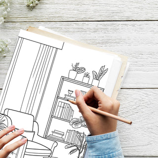 50 Stylish Interior Design Printable Coloring Pages For Kids & Adults (INSTANT DOWNLOAD)