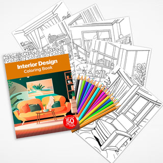 50 Stylish Interior Design Printable Coloring Pages For Kids & Adults (INSTANT DOWNLOAD)