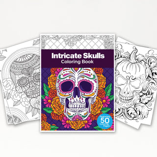 50 Intricate Skulls Printable Coloring Pages For Adults (INSTANT DOWNLOAD)