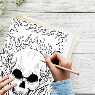 50 Intricate Skulls Printable Coloring Pages For Adults (INSTANT DOWNLOAD)