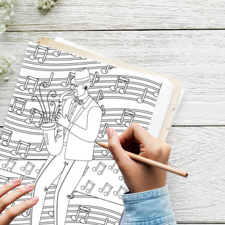 50 Jazz Inspirations Printable Coloring Pages For Kids & Adults (INSTANT DOWNLOAD)
