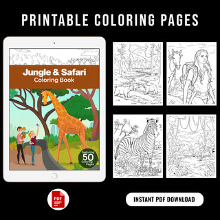 50 Exciting Safari Printable Coloring Pages For Kids & Adults (INSTANT DOWNLOAD)