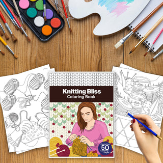 50 Knitting Bliss Printable Coloring Pages For Kids & Adults (INSTANT DOWNLOAD)