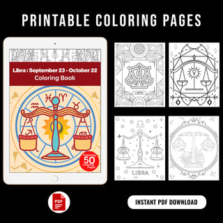 50 Best Libra Printable Coloring Pages For Kids & Adults (INSTANT DOWNLOAD)