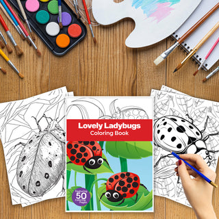 50 Lovely Ladybug Printable Coloring Pages For Kids & Adults (INSTANT DOWNLOAD)