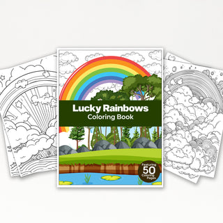 50 Lucky Rainbow Printable Coloring Pages For Kids & Adults (INSTANT DOWNLOAD)