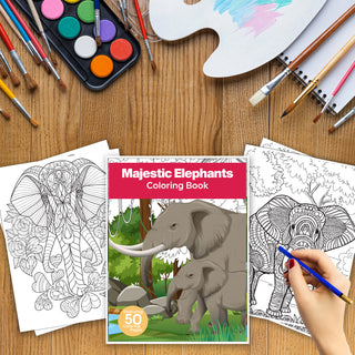 50 Majestic Elephant Printable Coloring Pages For Kids & Adults (INSTANT DOWNLOAD)